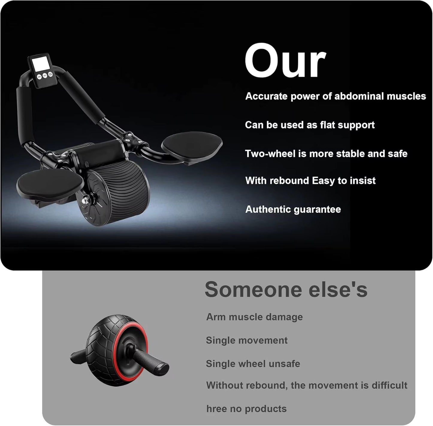 Elbow Support Automatic Rebound Abdominal Wheel Ab Roller for Abdominal Exercise Machine Dolly Core Strengthening Trainer Fitnes