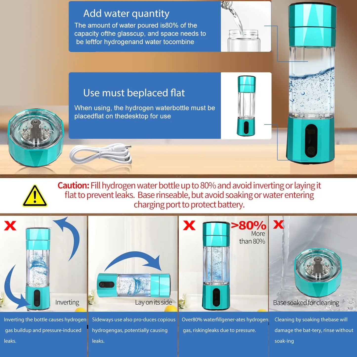 Hydrogen Water Bottle 2024, 5000-8000 PPB Quick Electrolysis, Hydrogen Water Bottle Generator, Gift for Love