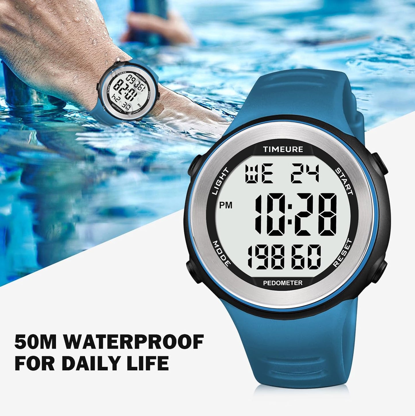 Mens Pedometer Watch for Walking Step Counter Watch No Charging, No App Connection, with EL Backlight. Simple, Practical Choice for Mobile-Free Fitness Enthusiasts -2308