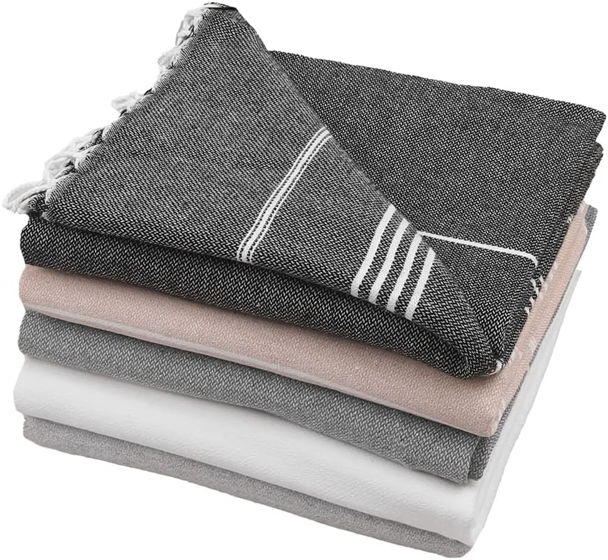 Set of 5 Turkish Beach Towel Oversized 39X71 Turkish Bath Towels Highly Absorbent Quick Dry Extra Large Sand Free Beach Towels for Beach Pool Spa Gym Yoga Travel Camping Blanket