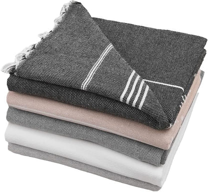 Set of 5 Turkish Beach Towel Oversized 39X71 Turkish Bath Towels Highly Absorbent Quick Dry Extra Large Sand Free Beach Towels for Beach Pool Spa Gym Yoga Travel Camping Blanket