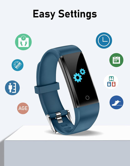 No Bluetooth Pedometer Watch Fitness Tracker No Phone Needed, Step Counter Calories/Sleep Tracker for Walking Running for Men Women Waterproof (Blue)