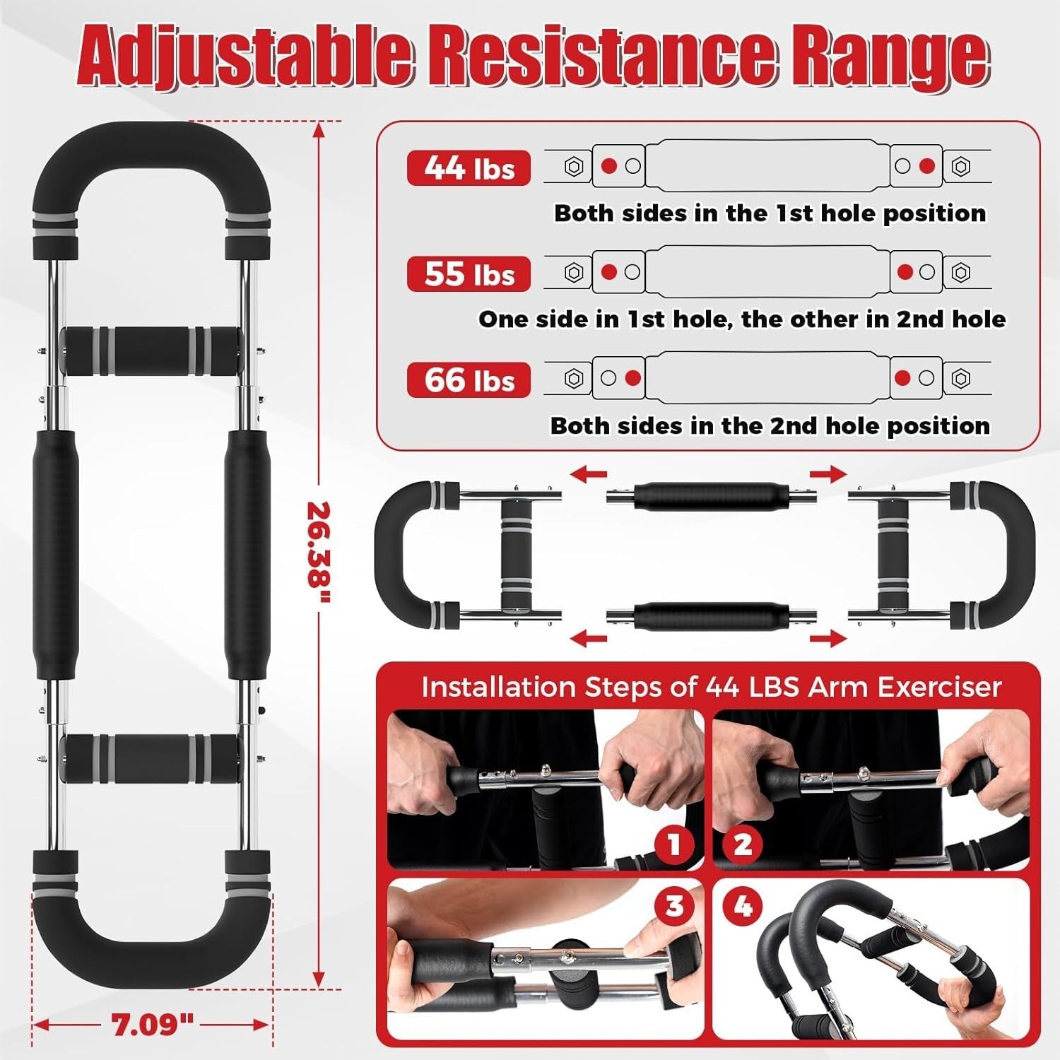 Twister Arm Trainer, 44-110 Lbs Adjustable Chest Workout Equipment, Chest Fitnes