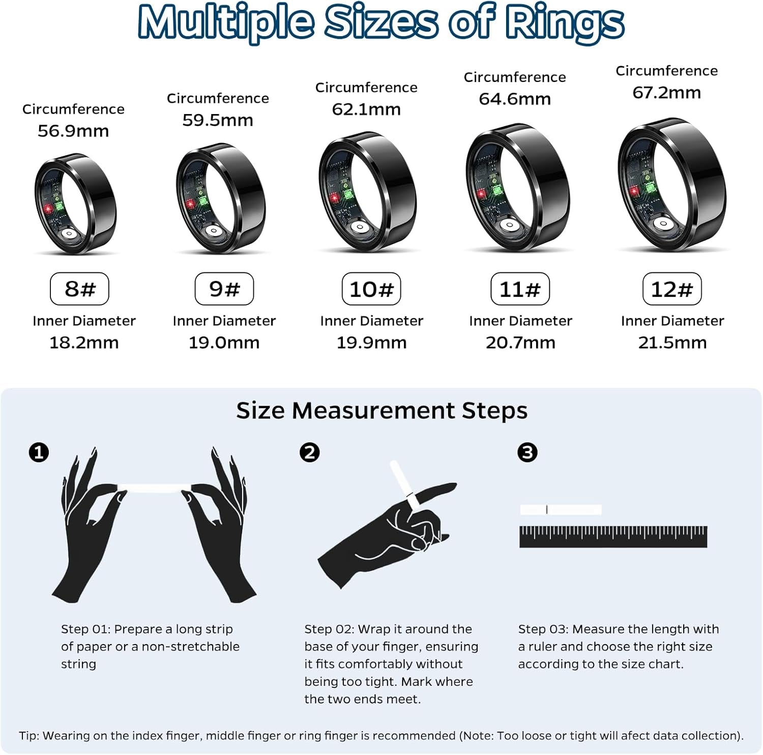 Smart Ring Health Tracker, Sleep Tracker Ring with Heart Rate, Waterproof Fitnes