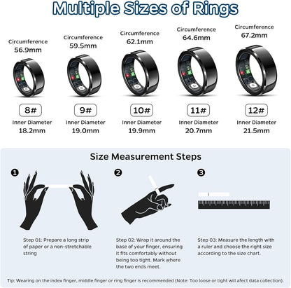 Smart Ring Health Tracker, Sleep Tracker Ring with Heart Rate, Waterproof Fitnes