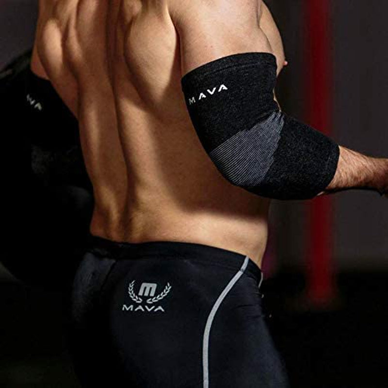 Elbow Sleeve Weightlifting Bamboo Elbow Brace Compression Support Sleeve for Tendonitis, Tennis, Golf Elbow Treatment - Reduce Elbow Joint Pain (Black, Large)