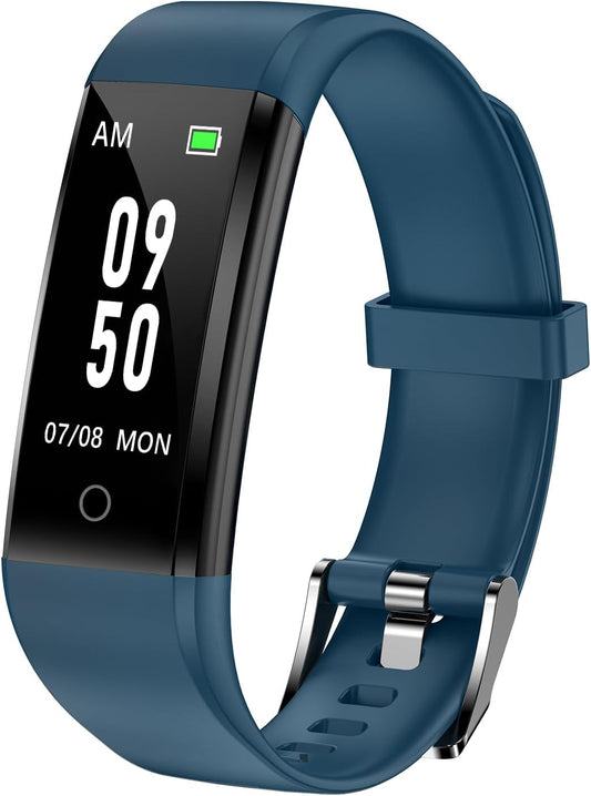 No Bluetooth Pedometer Watch Fitness Tracker No Phone Needed, Step Counter Calories/Sleep Tracker for Walking Running for Men Women Waterproof (Blue)