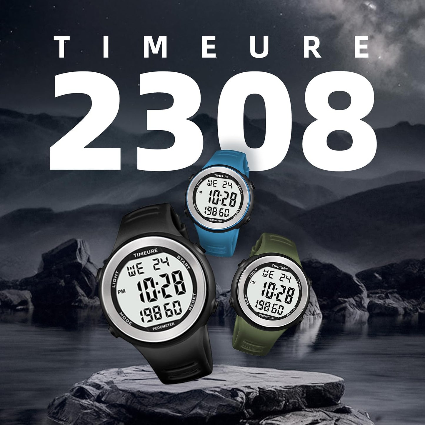 Mens Pedometer Watch for Walking Step Counter Watch No Charging, No App Connection, with EL Backlight. Simple, Practical Choice for Mobile-Free Fitness Enthusiasts -2308