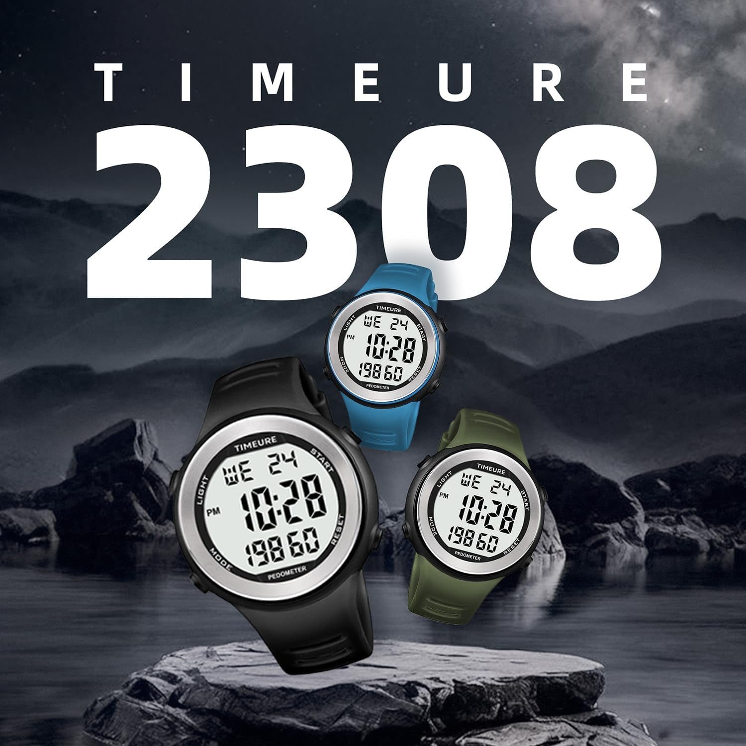 Mens Pedometer Watch for Walking Step Counter Watch No Charging, No App Connection, with EL Backlight. Simple, Practical Choice for Mobile-Free Fitness Enthusiasts -2308