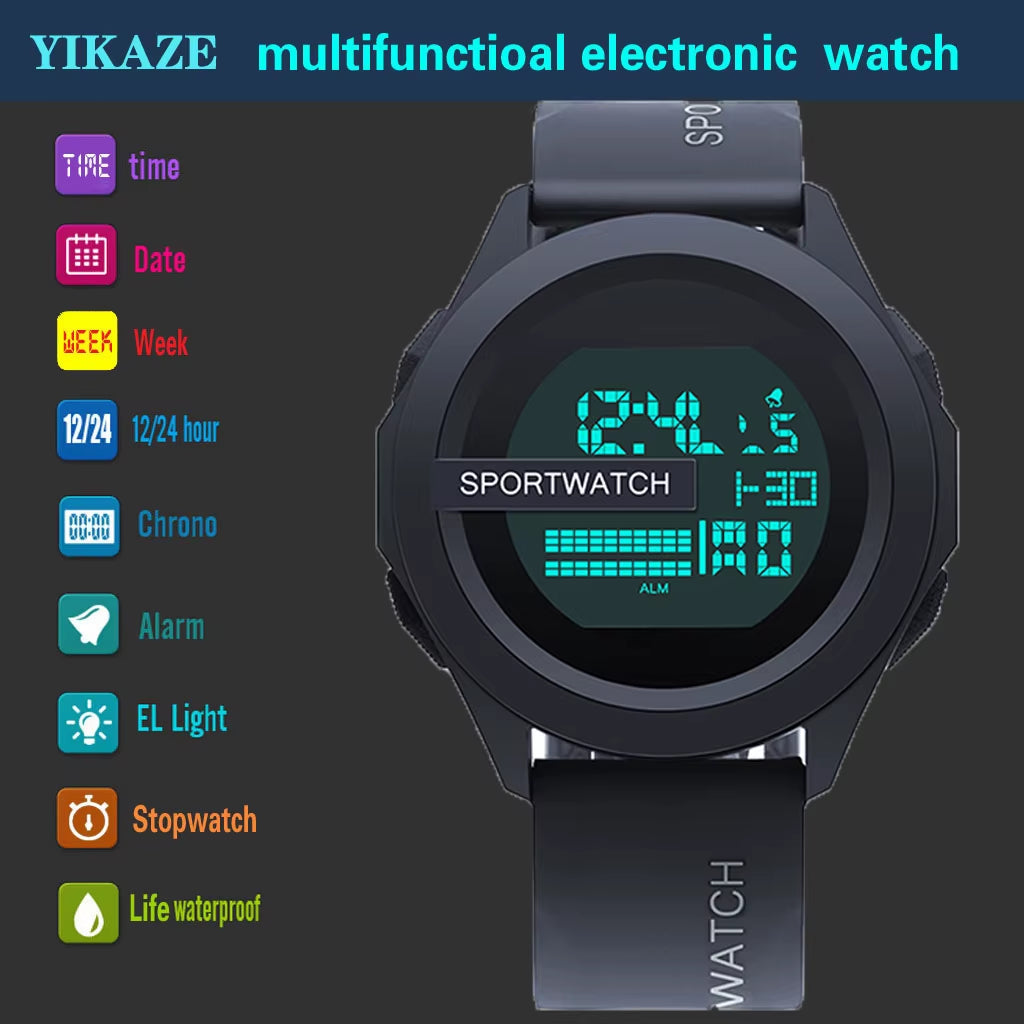 Men'S Sports Watches Luxury Digital Wristwatch Stopwatch Luminous Date Week Multifunction Fitness Electronic Watch Clock