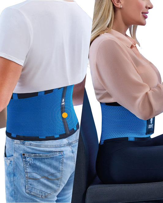 Back Brace for Men & Women - Immediate Relief from Back Pain, Herniated Disc, Sciatica, Scoliosis – Breathable Lower Back Belt for Weight Lifting - Workout - Posture Corrector Turquoise