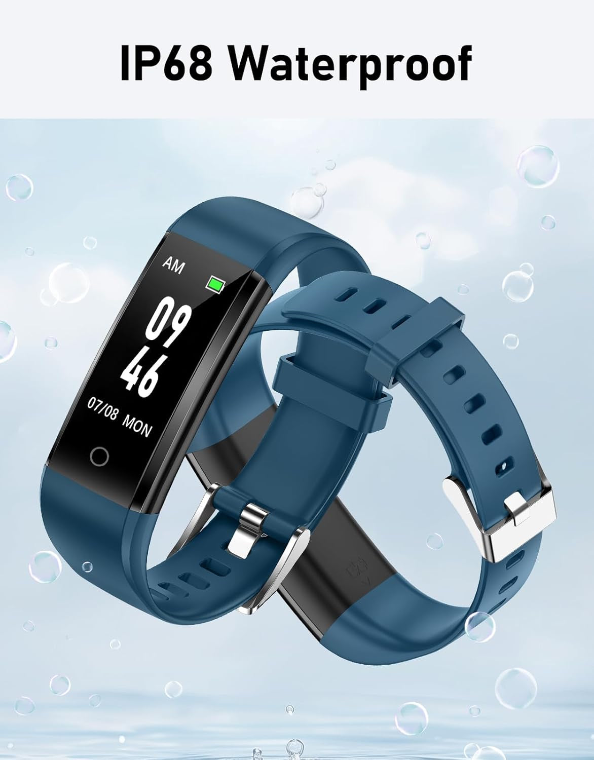 No Bluetooth Pedometer Watch Fitness Tracker No Phone Needed, Step Counter Calories/Sleep Tracker for Walking Running for Men Women Waterproof (Blue)