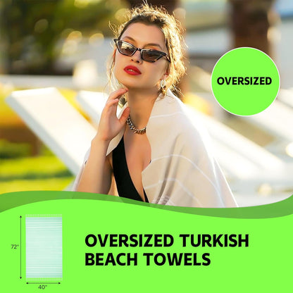Set of 5 Turkish Beach Towel Oversized 39X71 Turkish Bath Towels Highly Absorbent Quick Dry Extra Large Sand Free Beach Towels for Beach Pool Spa Gym Yoga Travel Camping Blanket