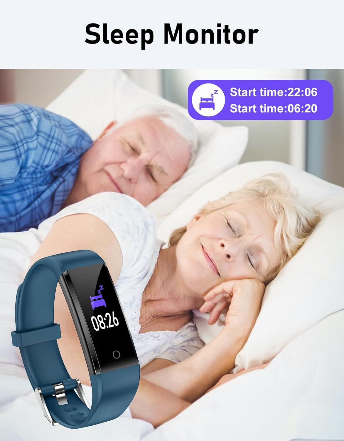 No Bluetooth Pedometer Watch Fitness Tracker No Phone Needed, Step Counter Calories/Sleep Tracker for Walking Running for Men Women Waterproof (Blue)